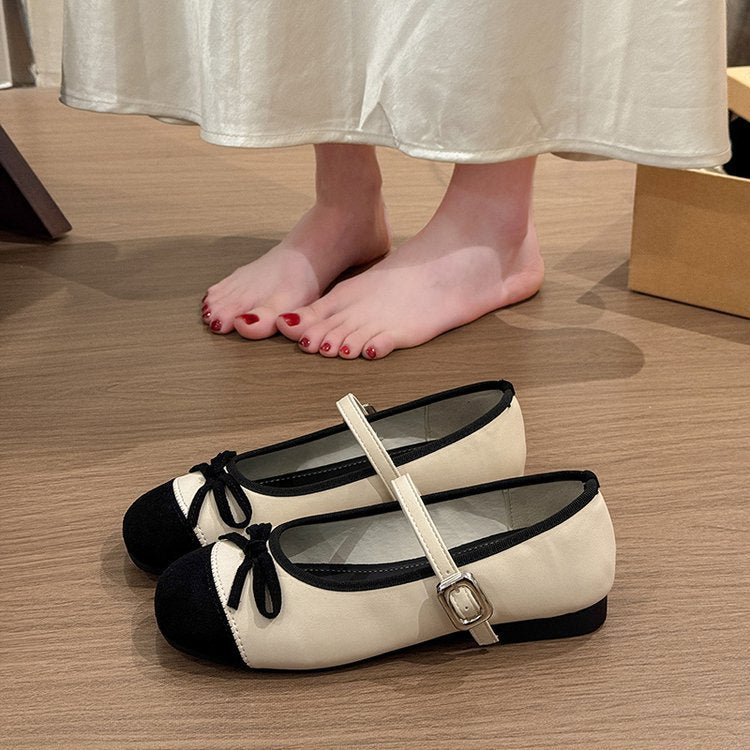 Damen Ballerinas mit elegante Schnalle und dekorativer Schleifenverzierung R&B