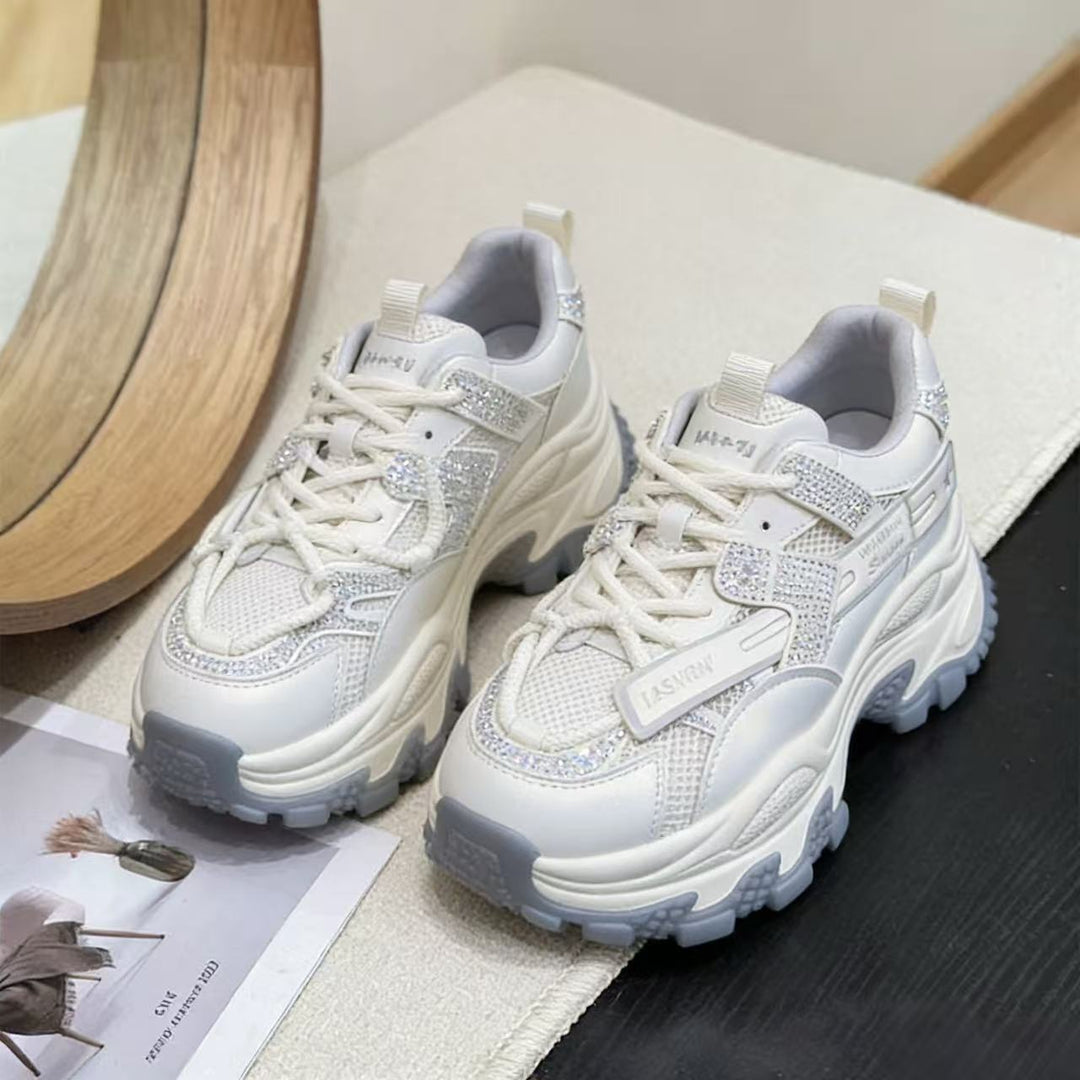 Damen Sportliche Chunky Sneakers mit Glitzer-Elementen und verstärktem Profil R&B