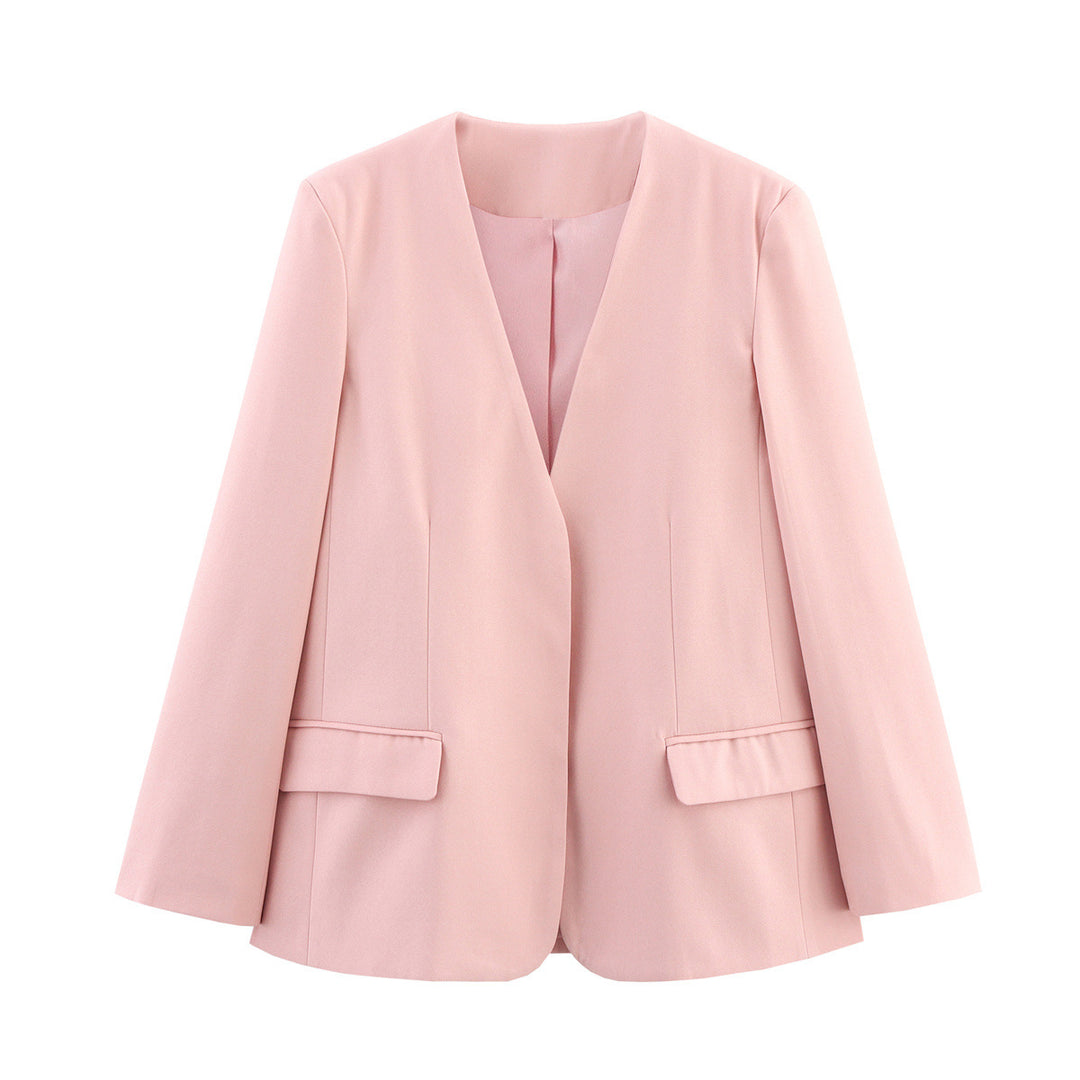 Damen Eleganter Oversized Blazer mit V-Ausschnitt und Taschen R&B