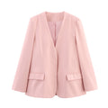 Damen Eleganter Oversized Blazer mit V-Ausschnitt und Taschen R&B