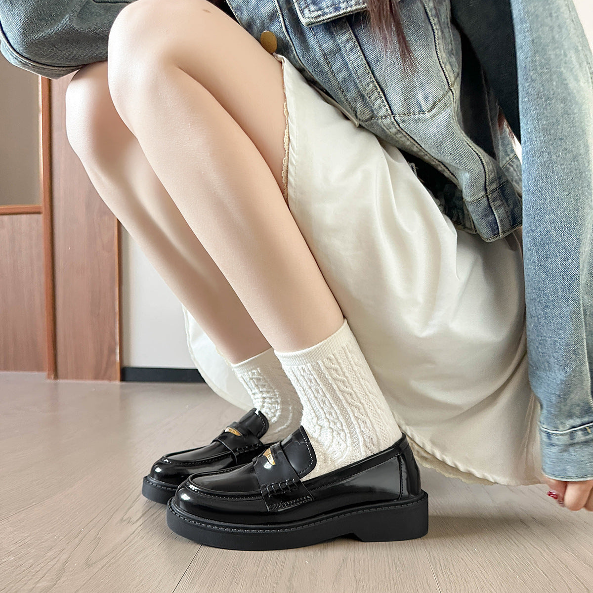 Damen elegante Mokassins mit robustem Plateau