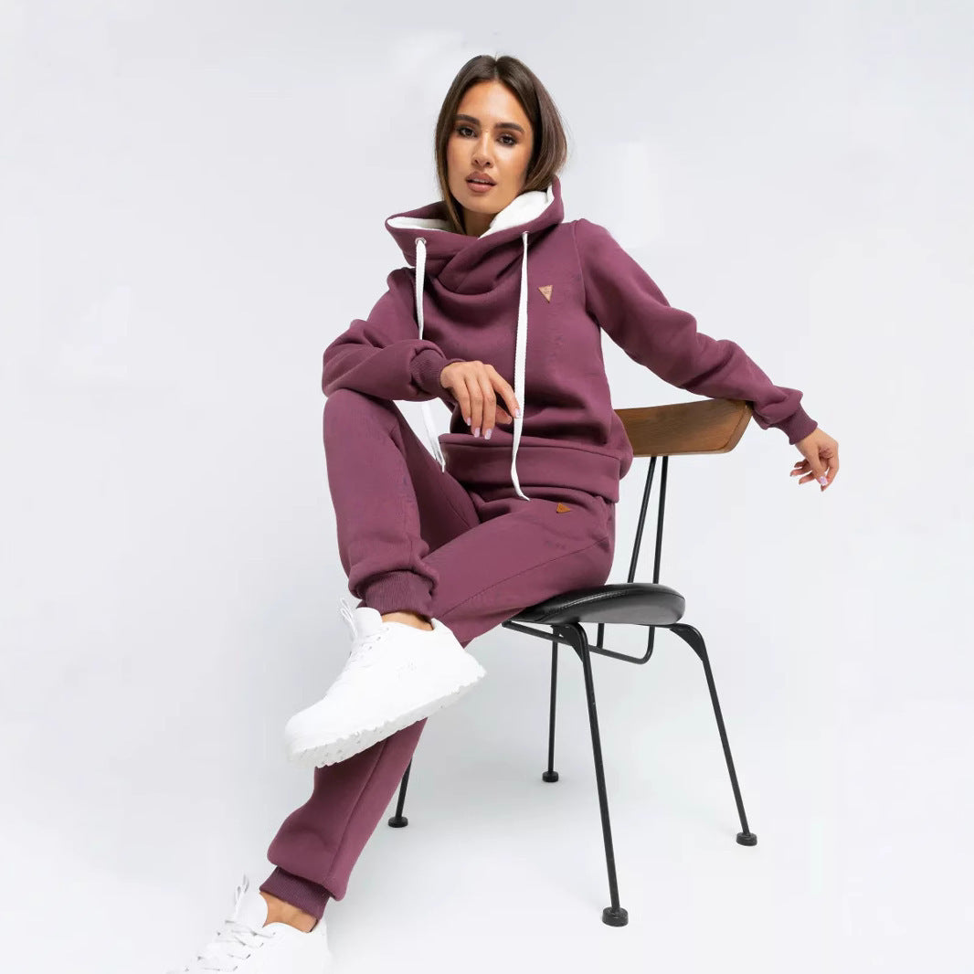 Damen Sportliches Hoodie-Set mit hohem Kragen R&B