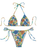 Damen Triangel-Bikini mit strukturierter Oberfläche und floralen Akzenten R&B