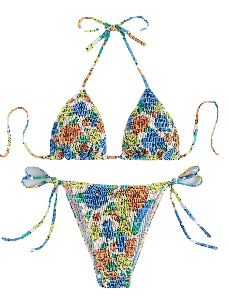 Damen Triangel-Bikini mit strukturierter Oberfläche und floralen Akzenten R&B