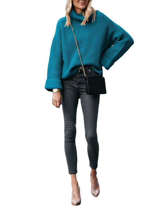 Damen Grobstrickpullover mit modernem Waffelmuster und oversized Schnitt R&B
