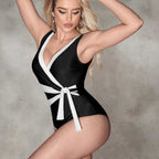 Damen Einteiliger Badeanzug mit elegantem Wickel-Design R&B