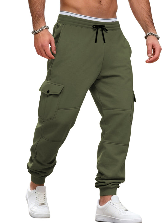 Herren nan sportive Jogginghose mit Cargotaschen Kordelzug und geripptem Knöchelsaum R&B