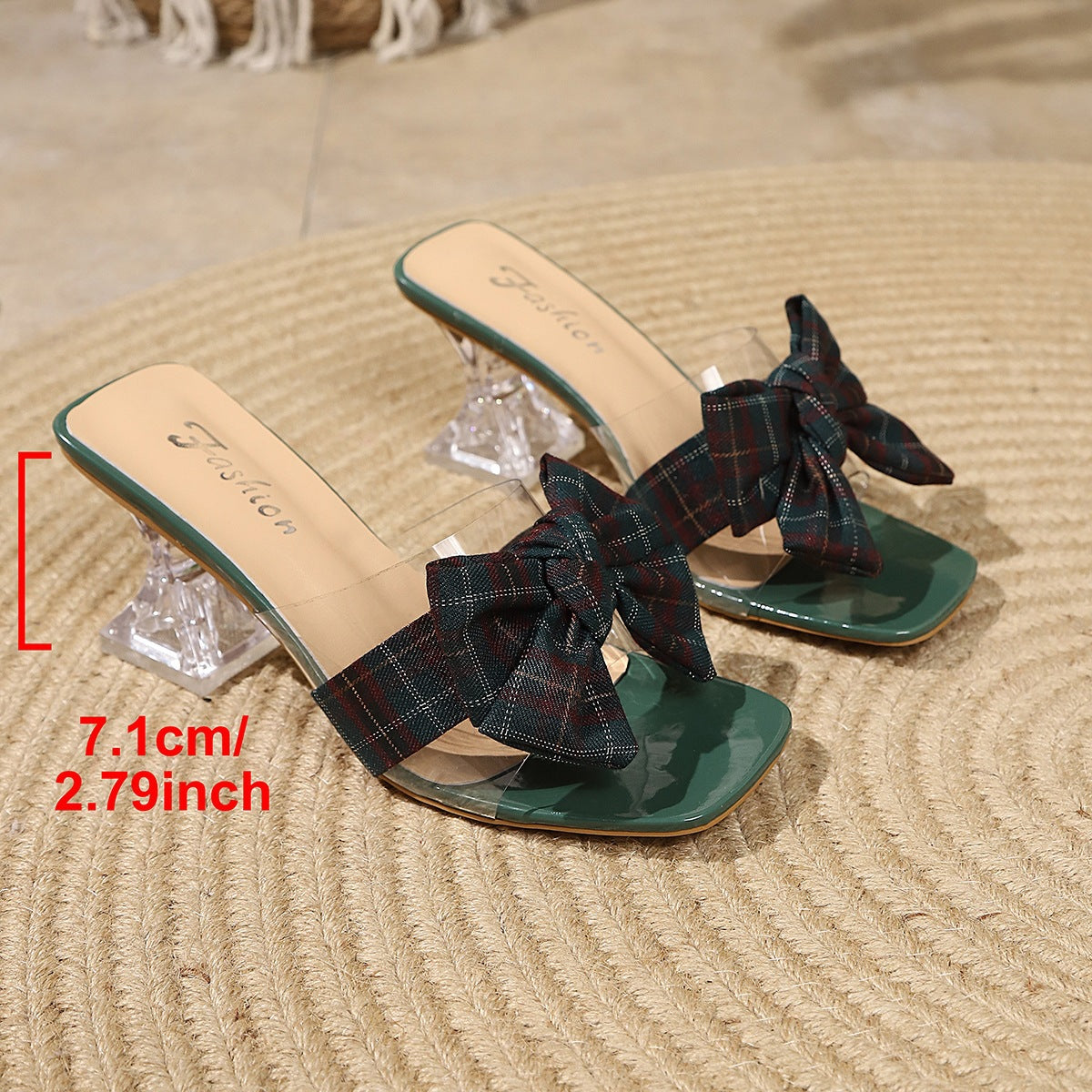 Damen Slingback Sandalen mit dekorativem Schleifen-Design und transparentem Absatz