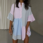 R&B | Gestreiftes Kleid mit kontrastierendem Print