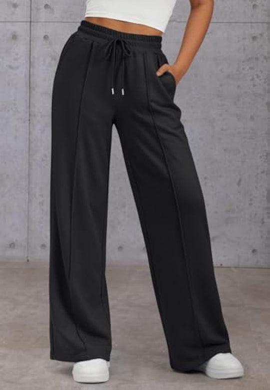 Damen Komfortable Weite Sweatpants mit elastischem Bund und praktischen Taschen R&B