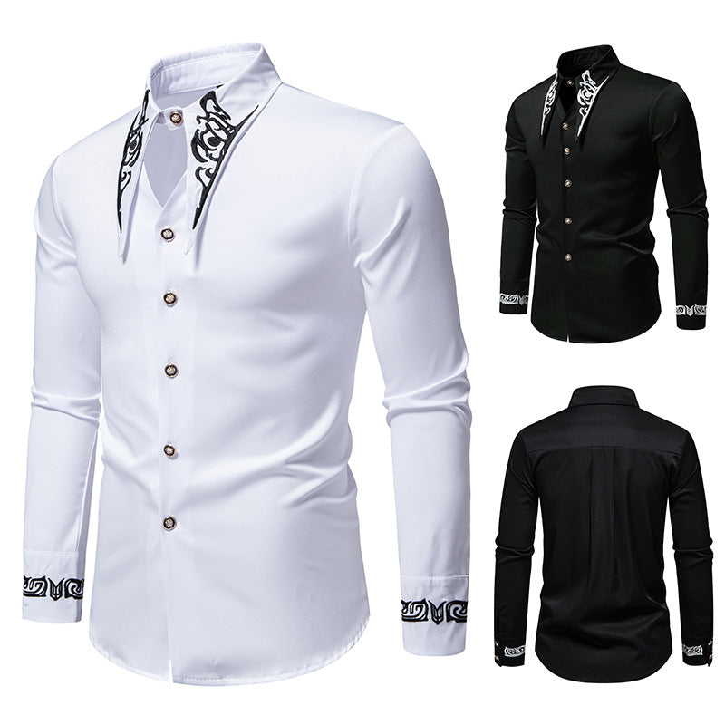 Herren Langarmhemd mit ornamentalen Akzenten R&B