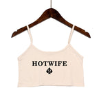 Damen Crop-Top mit modernen Schriftzügen und verstellbaren Trägern R&B