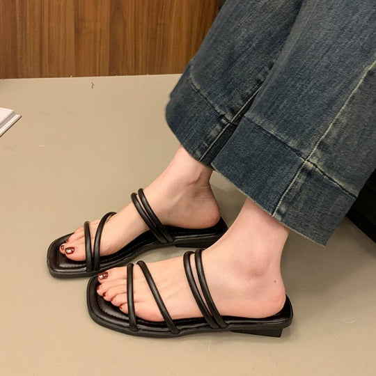 Damen elegante Riemensandalen mit geschwungenen Riemen R&B