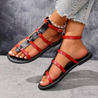 Damen Flauschige Riemchen-Sandalen mit komfortablem Fußbett und ergonomischem Design R&B