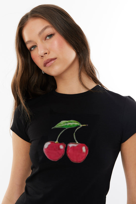 Damen lässiges Crop-Top mit frischem Zitronenaufdruck R&B
