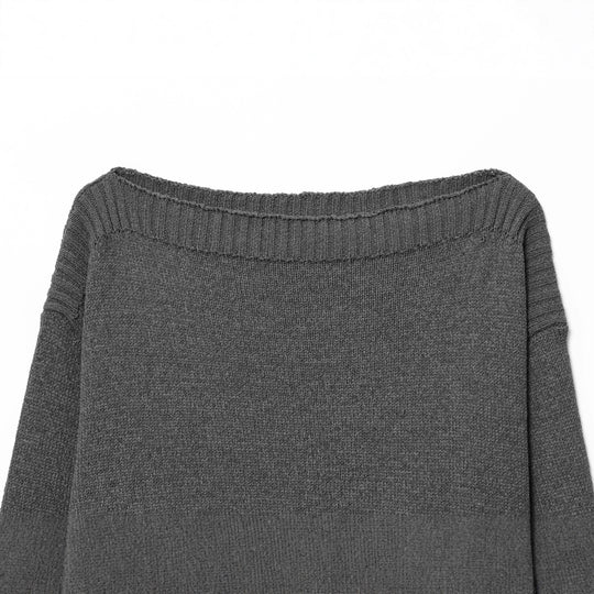 Damen legerer Strickpullover mit breitem Kragen und kontrastierenden Bündchen R&B