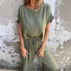 Damen Lässiges Zweiteiler-Set mit weitem Oberteil und komfortabler Hose R&B