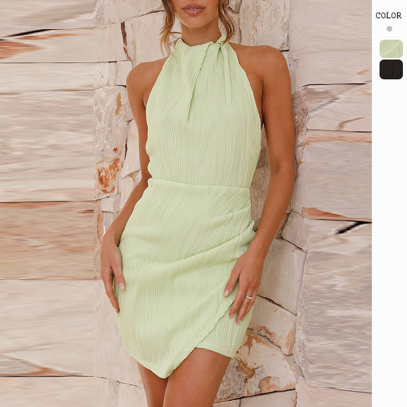 Damen Mini-Kleid mit raffiniertem Faltenwurf und schickem Kragen R&B
