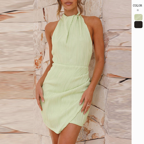 Damen Mini-Kleid mit raffiniertem Faltenwurf und schickem Kragen R&B
