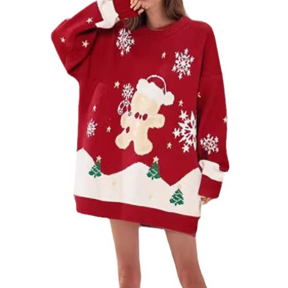 Damen festlicher Strickpullover mit weihnachtlichem Design R&B