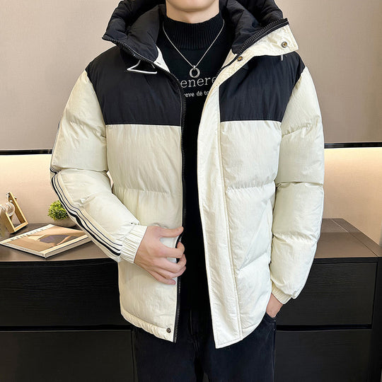 Herren modische und warme Steppjacke mit verstellbarer Kapuze R&B