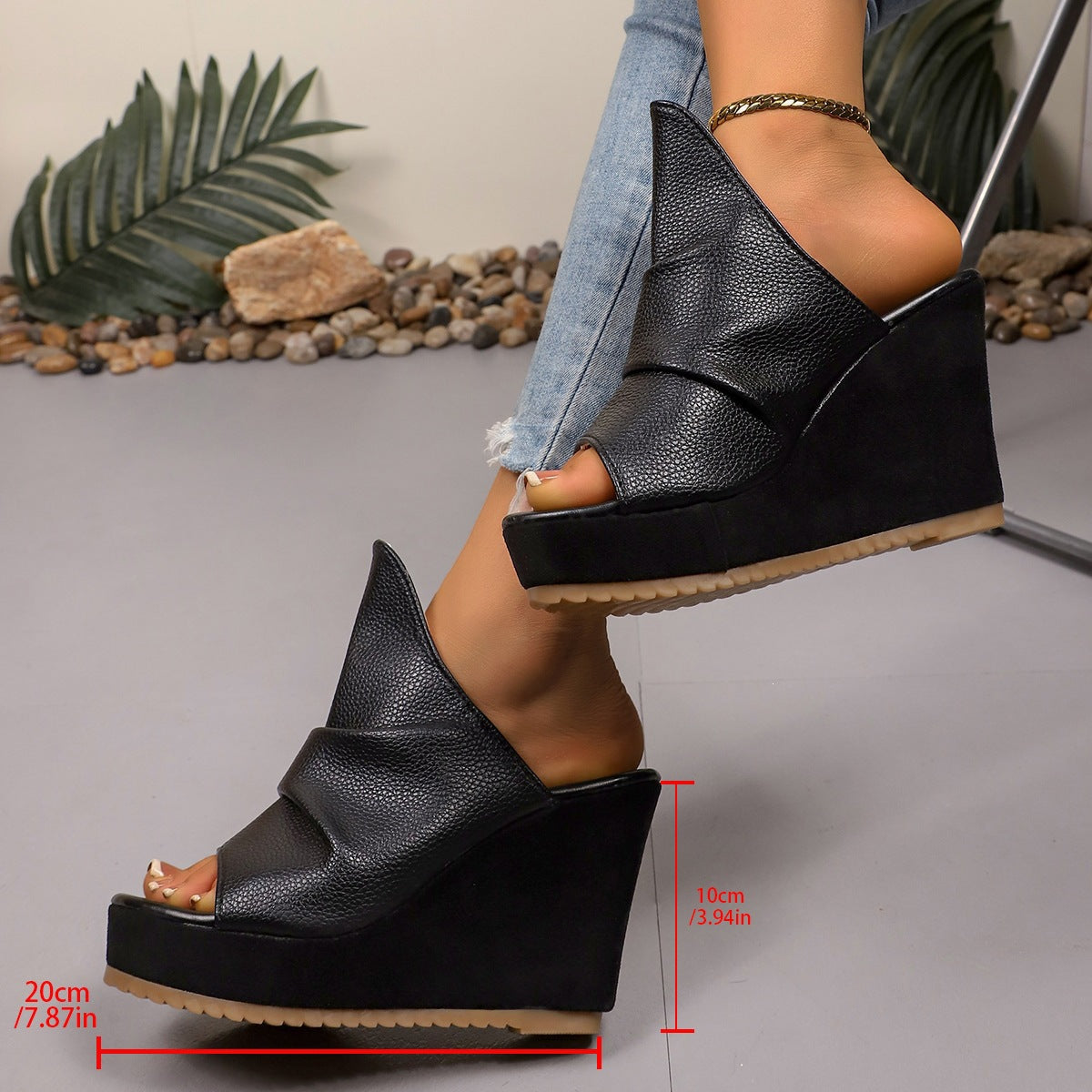 Damen Wedge-Pantoletten mit modischem Schnitt und offenem Zehenbereich R&B