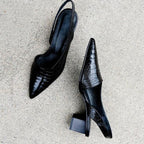 Damen Slingback-Pumps mit elegantem Schlangenmuster R&B