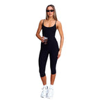 Damen Sportlicher Jumpsuit mit schmalem Schnitt und tiefem Ausschnitt R&B