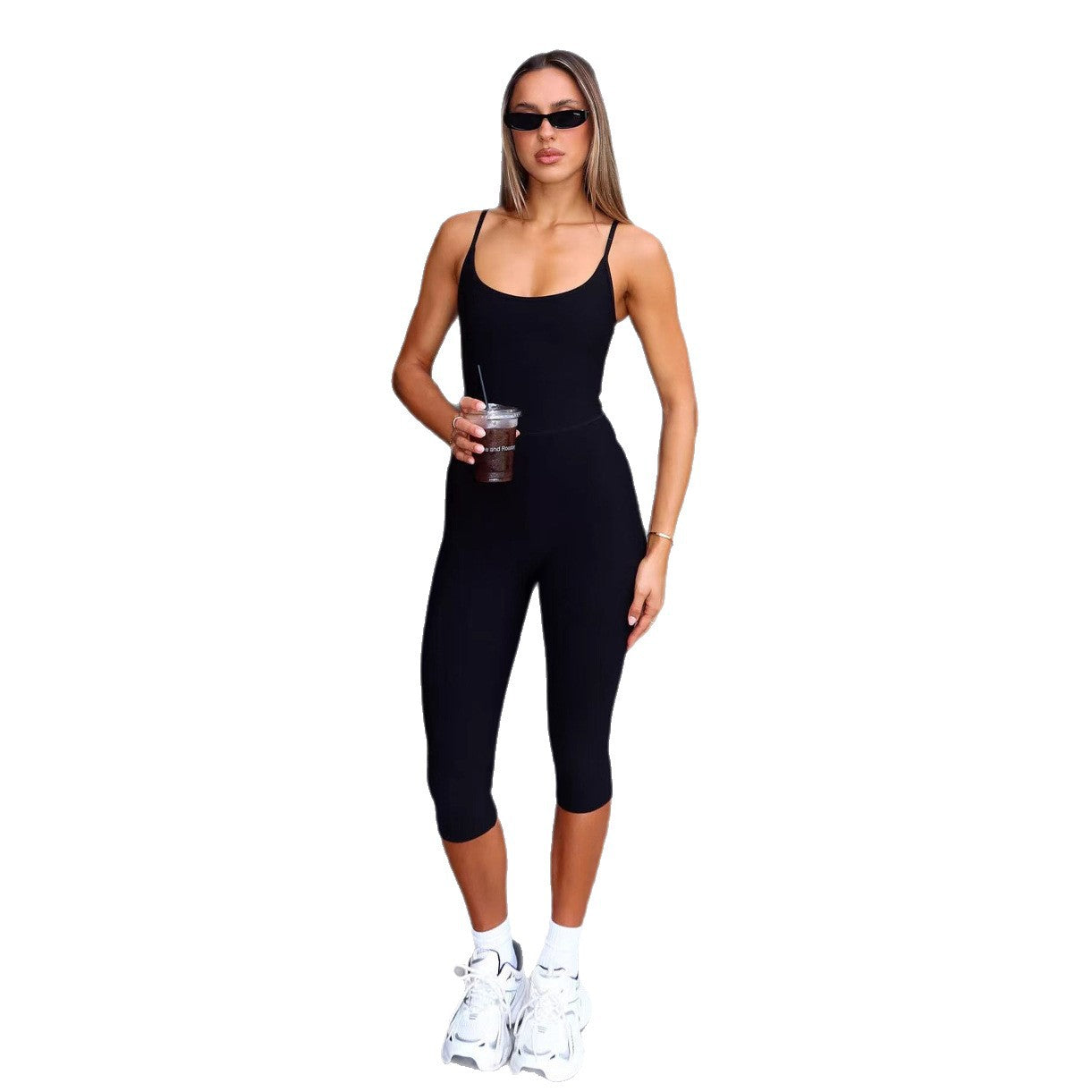 Damen Sportlicher Jumpsuit mit schmalem Schnitt und tiefem Ausschnitt R&B