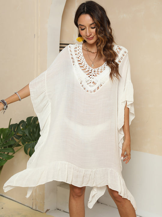 Damen eleganter kaftan mit feiner Häkelspitze R&B