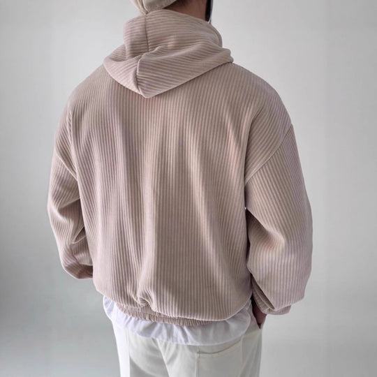 Herren Kuscheliger Hoodie mit Rippstruktur und praktischer Kängurutasche R&B