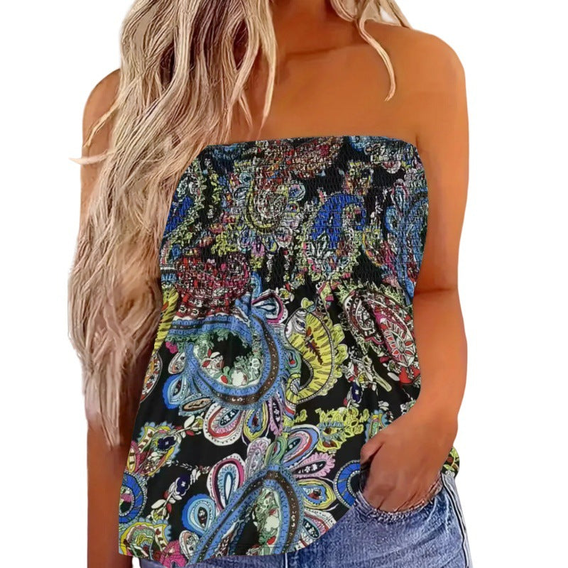 R&B | Damenmode drucken sexy Tube Top aus der Schulter