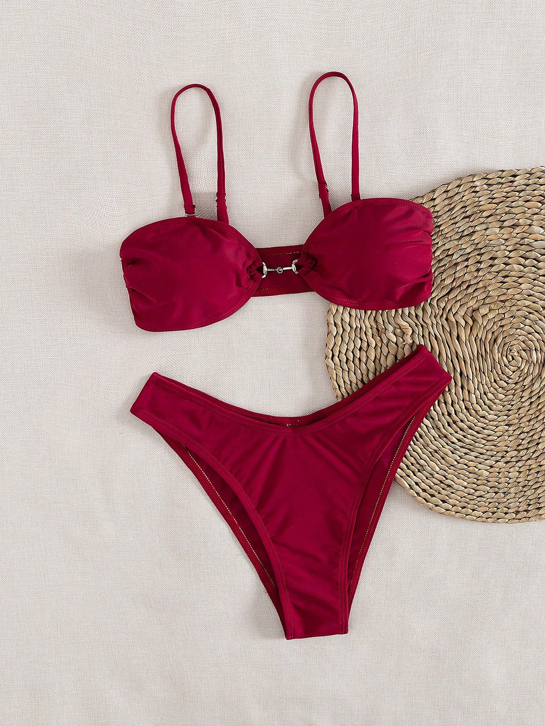 Damen Bandeau-Bikini mit modischem Schnitt und verstellbaren Trägern R&B