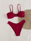 Damen Bandeau-Bikini mit modischem Schnitt und verstellbaren Trägern R&B