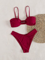 Damen Bandeau-Bikini mit modischem Schnitt und verstellbaren Trägern R&B