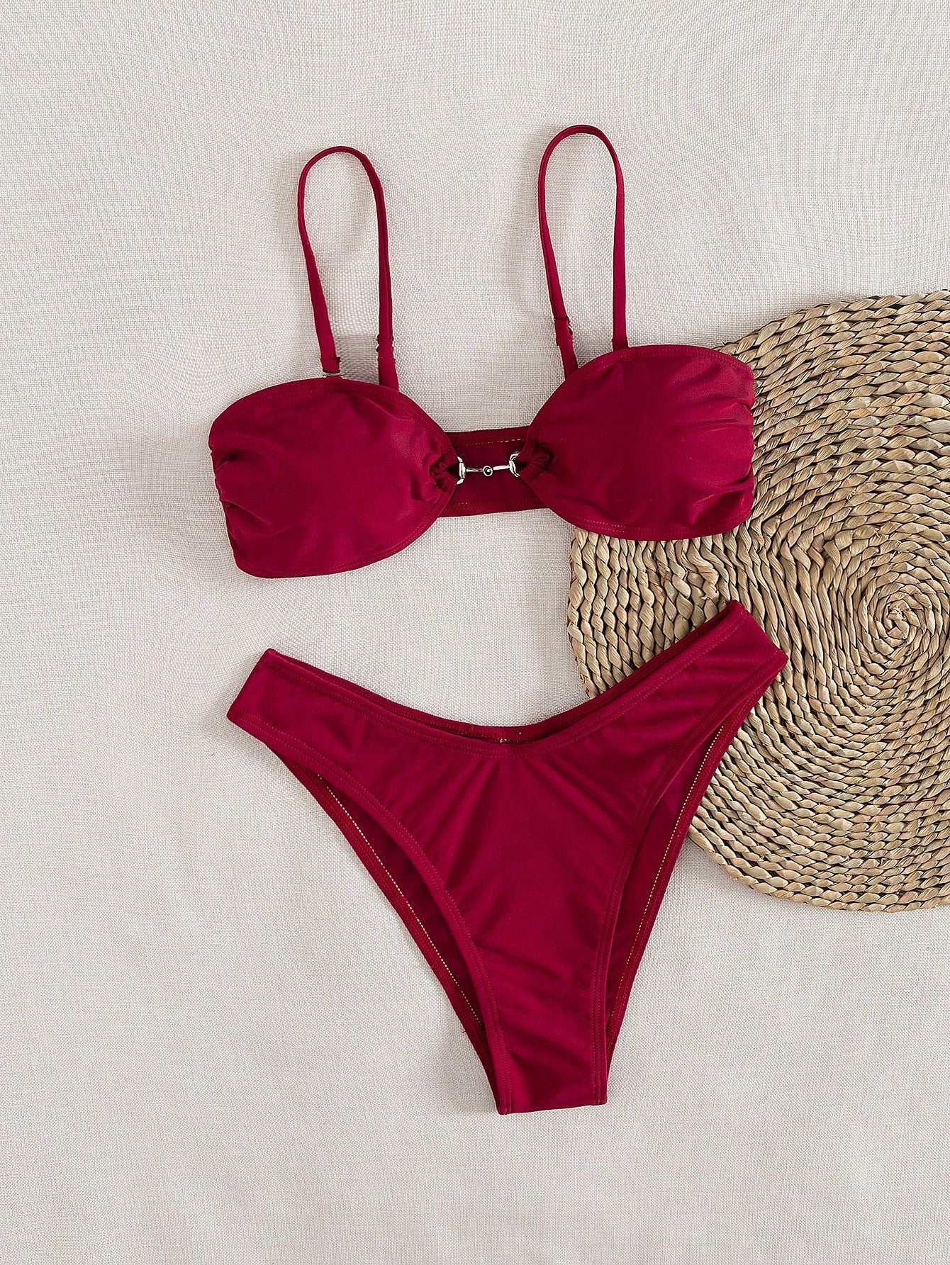 Damen Bandeau-Bikini mit modischem Schnitt und verstellbaren Trägern R&B