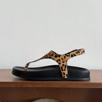 Damen Bequeme Zehentrenner-Sandalen mit modischem Leopardenmuster R&B