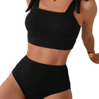 Damen Hochtailliertes Bikini-Set mit BindR&Bändern R&B