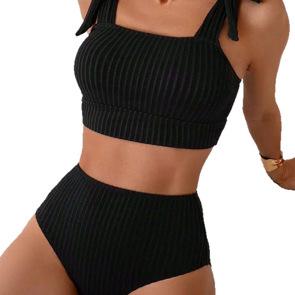 Damen Hochtailliertes Bikini-Set mit BindR&Bändern R&B