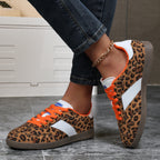 Damen nan Leopardenmuster Wildlederoptik Sneaker mit ergonomischer Polstersohle und rutschfester Gummisohle R&B