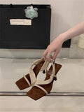 Damen elegante Slingback-Sandalen mit modischem Kreuzriemen R&B
