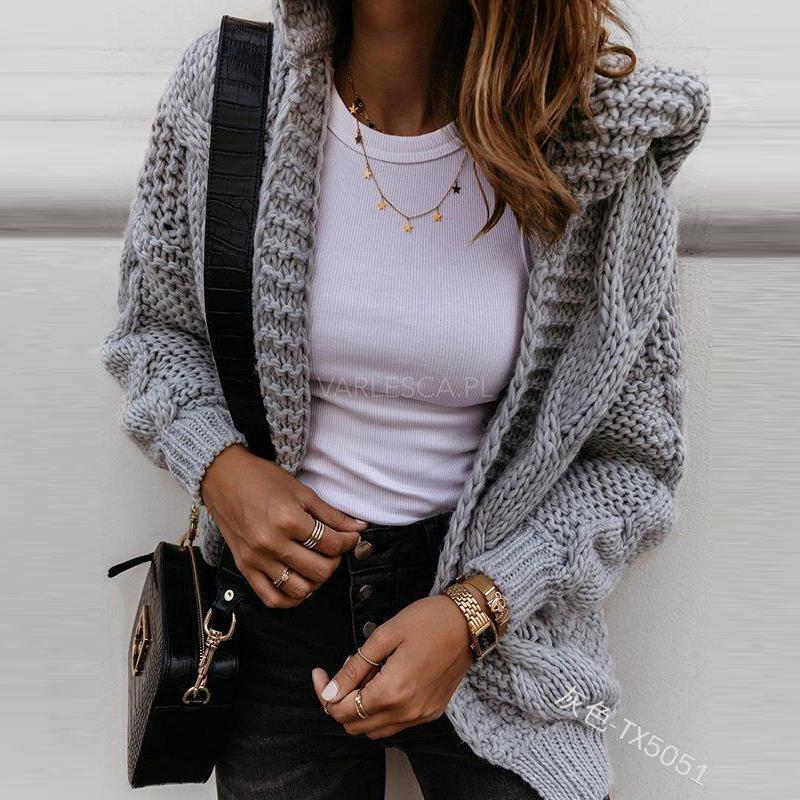 Damen Grobstrickjacke mit luxuriösem Karomuster und oversized Schnitt R&B