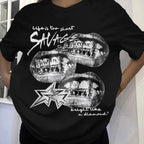 Damen T-Shirt mit kreativem Grafikdesign und urbanem Statement R&B