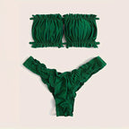 Damen Bandeau-Bikini mit gerafftem Design und Seitenschnürung R&B