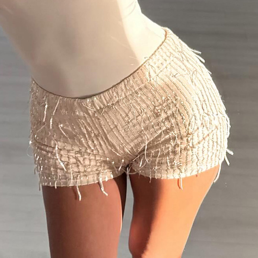 Damen Pailletten-Minikleid mit Leopardenmuster und verstellbaren Spaghettiträgern R&B