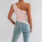 Damen Elegantes asymmetrisches Top mit einem Schulterdesign
