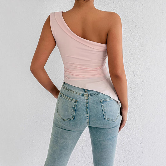 Damen Elegantes asymmetrisches Top mit einem Schulterdesign R&B