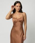 Damen Satin Maxikleid mit Spaghetti-Trägern