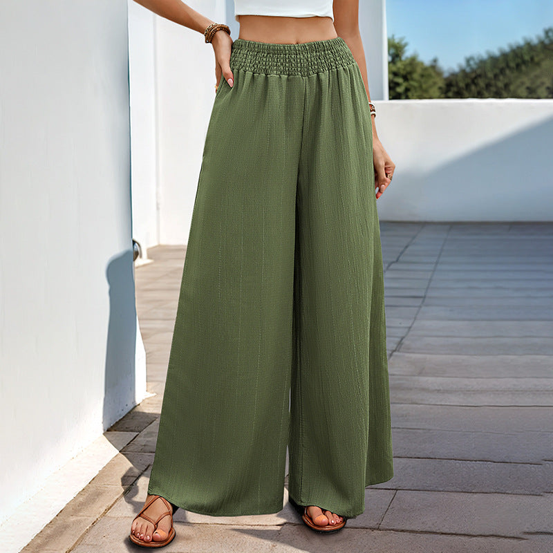 Damen Weite Palazzo-Hose mit elastischem Taillenbund und lässiger Schnitt R&B