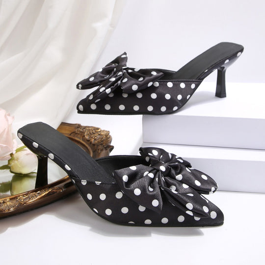 Damen Mules mit eleganter Schleifen-Applikation und modischem Punktedesign R&B